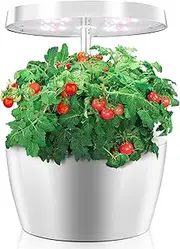 Hydroponics Growing System, Indoor Herb Garden Starter Kit with Led Grow Light, 3 Growing Modes, Water Shortage Alarm, Adjustable Height, Smart Garden Planter for Home Kitchen (Color : White)