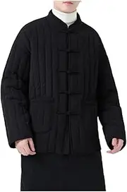 [Generic] Men's Coat Winter Chinese Style Tang Suit Cotton-Padded Jacket Retro Buckle Striped Cotton-Padded