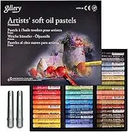Mungyo [ Gallery] Non Toxic Soft Oil Pastels Set of 48 Assorted Colors, Bundle with 2 Pastel Holders for Artist and Professionals