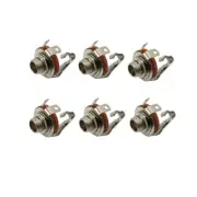 6PCS Guitar Bass Jack Sockets 1/4" 6.35mm Mono Jack Switch Jack Socket
