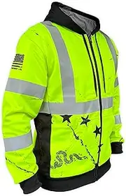 [SafetyShirtz] High Visibility Hoodie - SS360 1776 Betsy Ross Zip Up Hi Vis Hoodie - Heavy Duty Jacket - Type-R Zip-Up Jacket