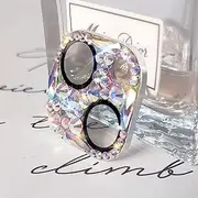 Cavdycidy Bling Diamond Camera Lens Protector for iPhone 13 ＆ iPhone 13 mini, Metal Glitter Gem Camera Cover，9H Tempered Glass Lens Full Screen Protector with 3D Rhinestone Sparkle（Colourful）