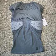 Nike HyperStrong Men's XL 4 Pads Compression Gray Football Shirt AQ0759-021 NEW