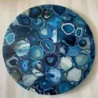 Blue Brazil Agate Stone Table Top, Dining Table Living Room Interiors Handmade
