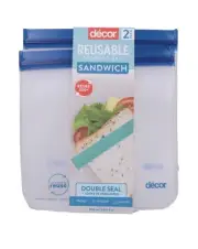Decor Reusable Lunch Bags Sealable 2 pack