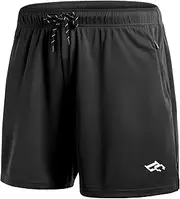 [LORSPORTCH] Running Shorts, Men's Shorts, Gym Shorts Training Shorts Gym Shorts with Zip Pocket, Black, L