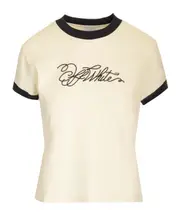 Off-White Script Fitted Crewneck T-Shirt XXS,S,XS,M,XXL ivory