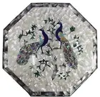 Peacock Design Inlay Work Coffee Table Top Octagon Marble Corner Table for Home