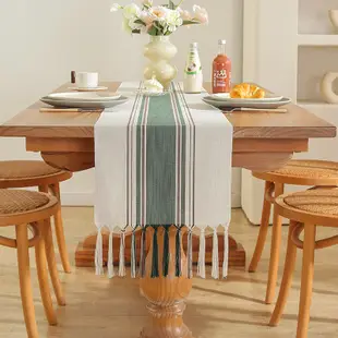 手工編織流蘇桌旗現代簡約家用餐桌桌巾餐墊居家裝飾檯布茶旗