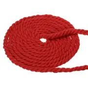 0.4" 49ft Natural Twisted Cotton Rope 3 Strand Thick Cotton Rope Tug Red