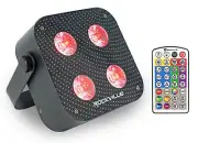 Rockville MINI IR4 Black RGBWA+UV DJ/Party Par Wash Up Light+Wireless DMX+App