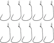 10PCS Offset Hook with Baitholder Swimbait Hooks with Centering Spring pin for Soft Plastic Swim Baits and Worm Lure Baits