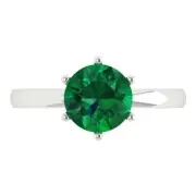 2ct Round Cut Emerald Stone Promise Designer Engagement Ring 14k White Real Gold
