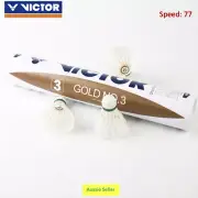 Victor Badminton Shuttlecock 12Pcs Gold No.3 for Training Feather speed 77