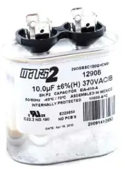 MARS 12908 10MFD 370V Oval Run Capacitor - New