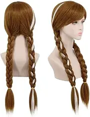 Yuehong Long Brown Cosplay Weaving Braided Hair Wigs Synthetic Wig Costume