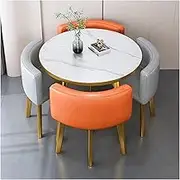 YAXANSIH Modern Conference Room Table Business Coffee Table Kitchen Table and Chairs for 4, Business Office Reception Table and Chair Combination, Home Dining Room Furniture Set, PU Leather Chair(Or