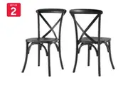 Set of 2 Matt Blatt Melrose Cross Back Dinning Chairs (Black Birch/Board Seat)