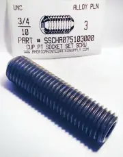 3/4-10x3" Hex Socket Set Screws Cup Point Alloy Steel (2)