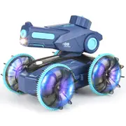 Amphibious Remote Control Car Boat Toy 2.4GHz 4WD RC Stunt Car for Kids-Blue