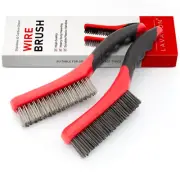 Wire Brush Set-Heavy Duty Stainless & Carbon Steel Bristles with Plastic Hand...