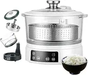 Low Sugar Rice Cooker with Sugar Removal Function, 3L Stainless Steel Rice Cooker with Digital Touch Panel, Automatic Drain Rice Steamer, for Family Use White