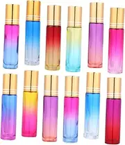 FRCOLOR 12Pcs Gradient Essential Oil Roller Bottles Chic Containers with Random Color Caps for Travel Perfumes Lotions Lightweight Portable Design