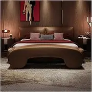 Bed End Bench Faux Leather Bench, Creativity Bedroom Benches Footrest Stool, Bench for Bedroom End of Bed, Indoor Bench for Entryway Living Room Bedroom Bedroom Bench(Brown,180 * 50 * 40cm)
