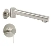 Brushed Nickel Round Swivel Bathtub Faucet Water Outlet Spout Outlet Lever Mixer Valve
