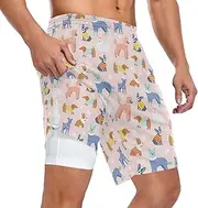 [ZZXXB] Poodle Corgi Puppy Dog Love Athletic Shorts for Men with Pockets 2 in 1 Quick Dry Running Shorts S-3XL