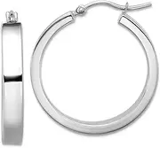 [JewelryWeb] 14k White Gold Hinged post Polished Hoop Earrings 22mm long 4mm Thick-Hoop Earring for Women