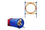 Pawise Dog Agility Tunnel Equipment Set Pet Obstacle Training Course Tunnel Pole