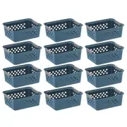 IRIS USA Plastic Storage Basket, 12-Pack, Shelf Basket Storage Small Navy