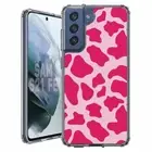 For Samsung Galaxy S20 S21 S23 S24 FE 5g TPU Case+Glass(Cow Skin Pink)