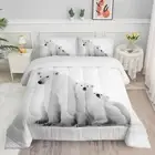Set Polar Bear White Bear Printed Pattern Quilt Bedding Set with 1 Comforter