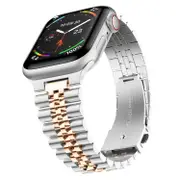 Friendie Perth Collection Steel Link Band for Apple Watch (Silver/Rose) [Small]