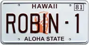 Magnum PI | Robin-1 | Metal Stamped License Plate
