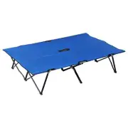 Outsunny Portable Wide Folding Elevated Bed Camping Cot With Easy Carry Bag Blue