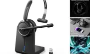 Wireless Headset 5.2 for Call Center, Bluetooth Headphones with Mic for Black