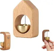 Suction Door Type Solid Wood Wind Chime, 2025 New Magnetic Wooden Door Chime, Brass Style Magnetic Shopkeepers Bell, Wooden C-Shaped Wind Chime for Porch, Garden, Backyard (E)