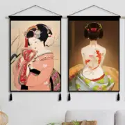 Japanese Wall Hanging Pictures Canvas Geisha Tapestry Sushi Resturant Decor Gift