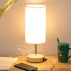 Touch Control Bedside Lamp USB Port Wood 3-Way Dimmable
