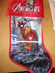 AVENGERS IRON MAN TONY STARK HERO RED LENTICULAR CHRISTMAS HOLIDAY STOCKING.