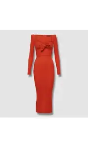 $1200 Alex Perry Women's Red Bow Tie Sweetheart Cup Dress Size UK8 / US4