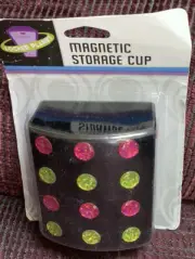 MAGNETIC STORAGE CUP LOCKER ACCESSORY GREAT FOR PENS/PENCILS POLKA DOTS CUTE!!