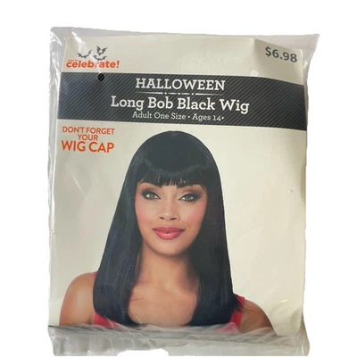 Long Black Straight Bob Hair Wig NEW Halloween Costume Cosplay Adult OSFA