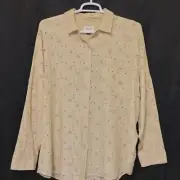 NWT American Eagle AE Wmn's XL Eyelet Embroidered Go Big Tan Button Up Shirt