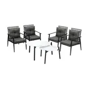 Livsip Outdoor Patio Lounge Set 2pc White Marble Table Sets 4pc Rattan Chairs