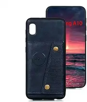 [nh] Case Samsung Galaxy A10 Case with Card Slots Holder Phone Cover Leather Exterior [with Screen Protector] [4 Card Pockets] Compatible for Samsung Galaxy A10 - Blue