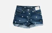 Cat&Jack Girls' Sz XL (14-16) Plus Embroidered Daisy Jean Shorts Medium Wash NWT